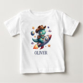 Lieve Ruimtecowboy Dinosaurus Ridend op Ruimterake (Voorkant)