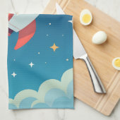Lieve ruimteraket die opstijgt theedoek (Quarter Fold)