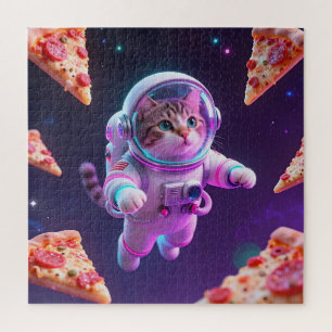 Lieve Ruimtevaartkat Drijvende Pizza Ruimte Avontu Legpuzzel