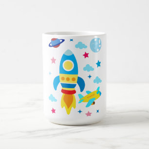 Lieve Ruimtevaartuigen Raket Schepen Patroon Koffiemok