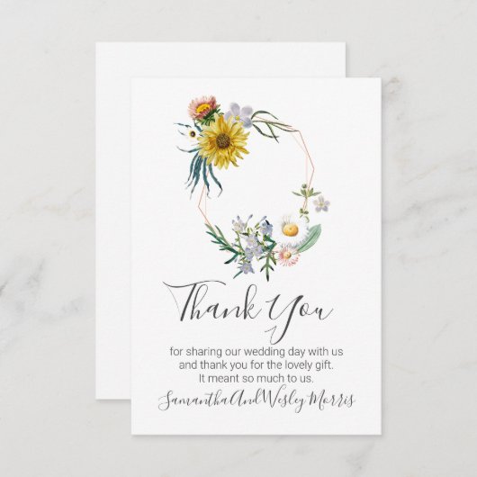 Lieve Rustic Wildflower Circle Weddenschap Dank je Bedankkaart (Voorkant / Achterkant)