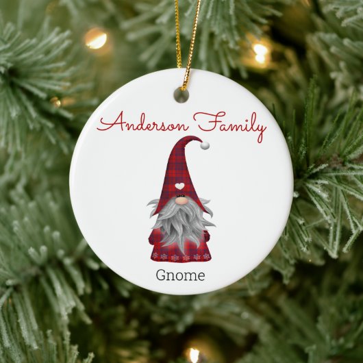 Lieve Rustieke Gepersonaliseerde Kerst Gnome Elf Keramisch Ornament (Boom)