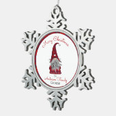 Lieve Rustieke Geruite Gepersonaliseerde Kerstkabo Tin Sneeuwvlok Ornament (Rechts)