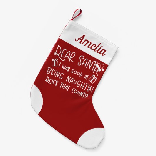 Lieve Rustieke Kalligrafie Grappig Kleine Kerstsok (Voorkant (Hangend))