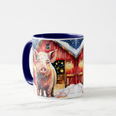 Lieve Rustieke Kerst Varken en Schuur Mok (Voorkant links)