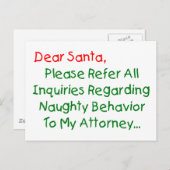 Lieve Santa Attorney - Funny kerstbrief Feestdagenkaart (Voorkant / Achterkant)
