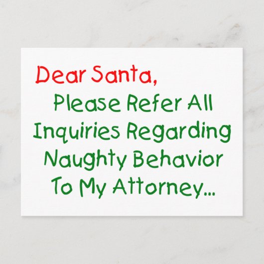 Lieve Santa Attorney - Funny kerstbrief Feestdagenkaart (Voorkant)