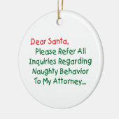 Lieve Santa Attorney - Funny kerstbrief Keramisch Ornament (Links)