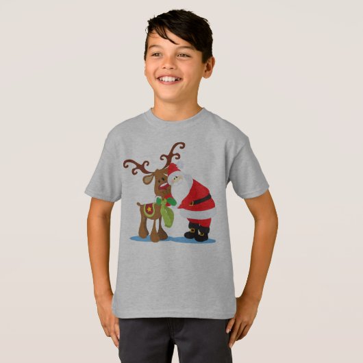 Lieve Santa Claus en rendierloos Shirt (Voorkant volledig)