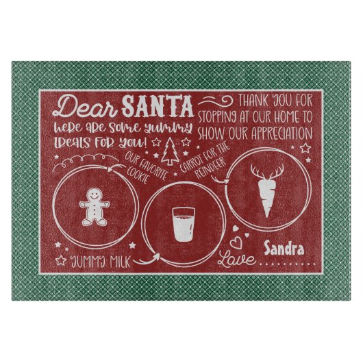 Lieve Santa Cookie & Melktray Cutting Board Snijplank (Voorkant)