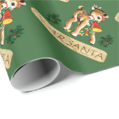 Lieve Santa Green Red-Nosed Reindeer Wrapping Pape Cadeaupapier (Rol Hoek)
