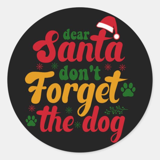 Lieve Santa vergeet de hond niet Ronde Sticker (Voorkant)