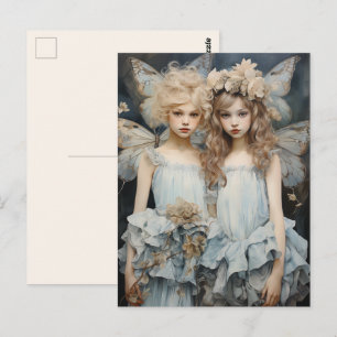 Lieve Sateren Jurk met Mooie Vleugels voor Feeën Briefkaart