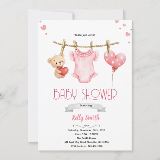 Lieve schat babyshower uitnodiging (Voorkant)