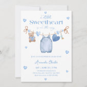 Lieve schat  blauwe babyborrel kaart (Voorkant)