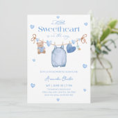 Lieve schat  blauwe babyborrel kaart (Staand voorkant)