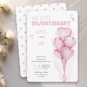 Lieve Schat Roze Hart Ballonnen 1e Verjaardag Kaart