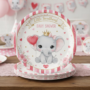 Lieve Schat Roze Olifant Baby Shower Papier Papieren Bordje