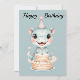 Lieve Schattige Baby Blauwe Dinosaurus Verjaardags Feestdagenkaart