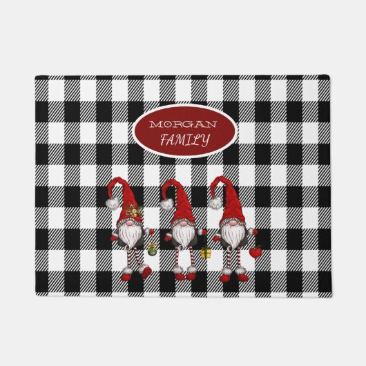 Lieve Schattige Dwergen Buffalo Plaid Deurmat (Voorkant)