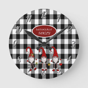 Lieve Schattige Dwergen Buffalo Plaid Ronde Klok