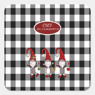 Lieve Schattige Dwergen Buffalo Plaid Vierkante Sticker