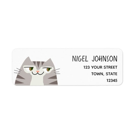 Lieve Schattige Kater Retouradres Etiket (Voorkant)