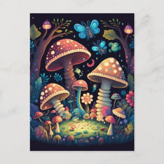 Lieve, schattige magische paddenstoelen briefkaart (Voorkant)