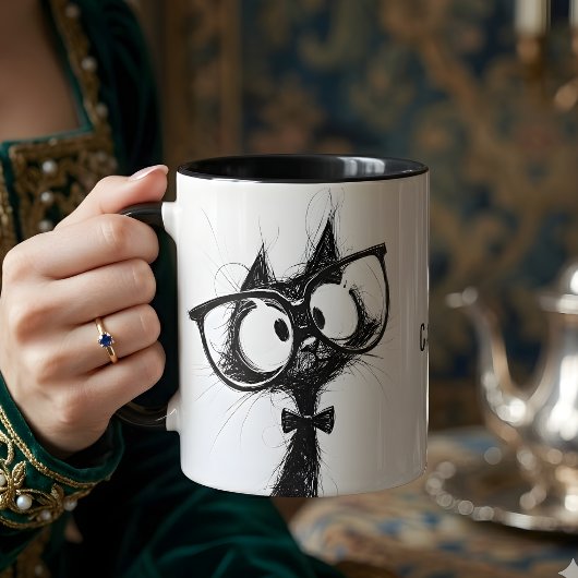 Lieve Schattige Nerd Kat met Bril Koffiemok Mok