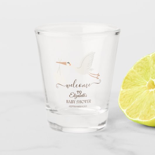 Lieve Schattige Ooievaar Shot Glas (Voorkant)
