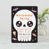 Lieve Schedel Halloween Feest Uitnodiging (Staand voorkant)