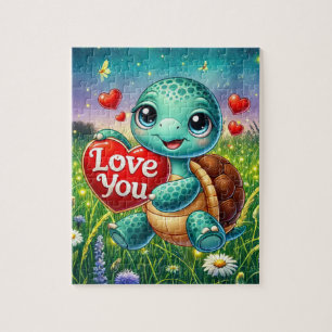 Lieve schildpad hartjes legpuzzel