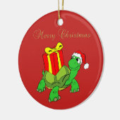 Lieve schildpad kerstmuts,Cadeau vrolijk kerstfees Keramisch Ornament (Links)