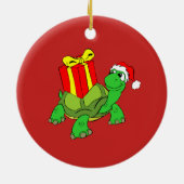 Lieve schildpad kerstmuts,Cadeau vrolijk kerstfees Keramisch Ornament (Achterkant)