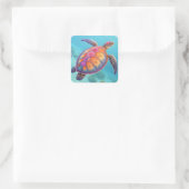 Lieve Schildpad Vierkante Sticker (Tas)