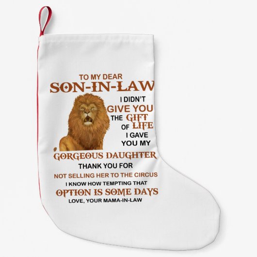 Lieve schoonzoon, ik heb je niet het geschenk van  kleine kerstsok (Voorkant)