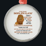 Lieve schoonzoon, ik heb je niet het leven gegeven metalen ornament<br><div class="desc">Voor mijn beste schoonzoon heb ik je niet het geschenk van het leven gegeven. Ik heb je mijn geweldige dochter gegeven. Bedankt dat je haar niet aan de Circus hebt verkocht...  ik weet hoe het een paar dagen is om die optie te gebruiken. Liefde,  je schoonmoeder</div>