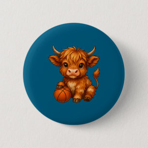 Lieve Schotse hoogland koe basketbal kalf sportlie Ronde Button 5,7 Cm