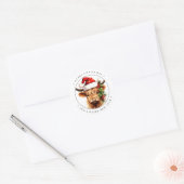 Lieve Schotse Koe Boerderij Dier Prettig Kerstmis Ronde Sticker (Envelop)