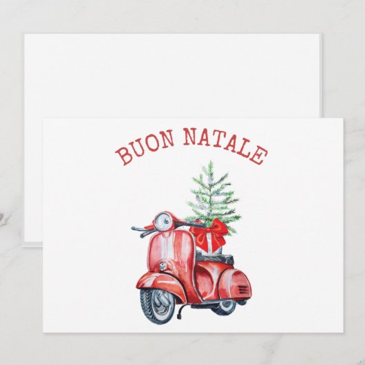 Lieve scooter Buon Natale kerstgroet  Feestdagenkaart (Voorkant / Achterkant)