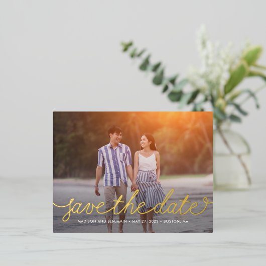 Lieve Script Folie Save The Date Postkaart Folie Uitnodiging Briefkaart (Staand Voorkant)