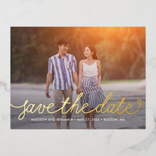 Lieve Script Folie Save The Date Postkaart Folie Uitnodiging Briefkaart (Voorkant)