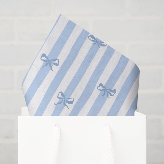 lieve Shabby chique blauwe strepen Bogen Tissuepapier (Cadeauzakje)