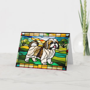 Lieve Shih Tzu Glas-in-Loos Kaart
