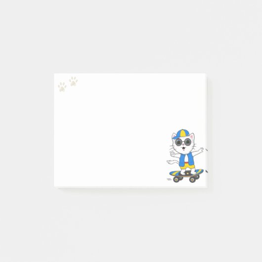 Lieve Skaterkat Notities Post-it® Notes (Voorkant)
