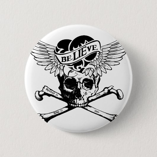LIEve Skull Ronde Button 5,7 Cm (Voorkant)
