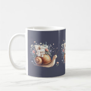 Lieve Slakkenpost Bloemige Pastel Illustratie Koffiemok