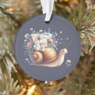 Lieve Slakkenpost Bloemige Pastel Illustratie Ornament