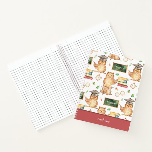 Lieve Slimme Uil met Schoolbord Vaknaam Notitieboek (Binnen)