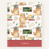 Lieve Slimme Uil met Schoolbord Vaknaam Notitieboek (Voorkant)